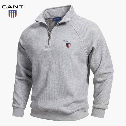 GANT Fleece-Lined Ribbed Half-Zip Sweater
