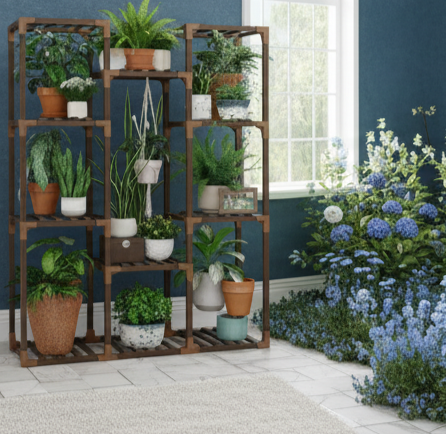Multi-Tier Wooden Plant Stand